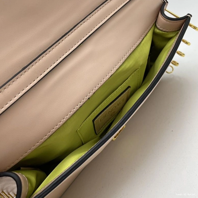 Affordable HOT Brooches Calf Leather Baguette with Medium Bag Pin In Fendace Fendi Pink 0724